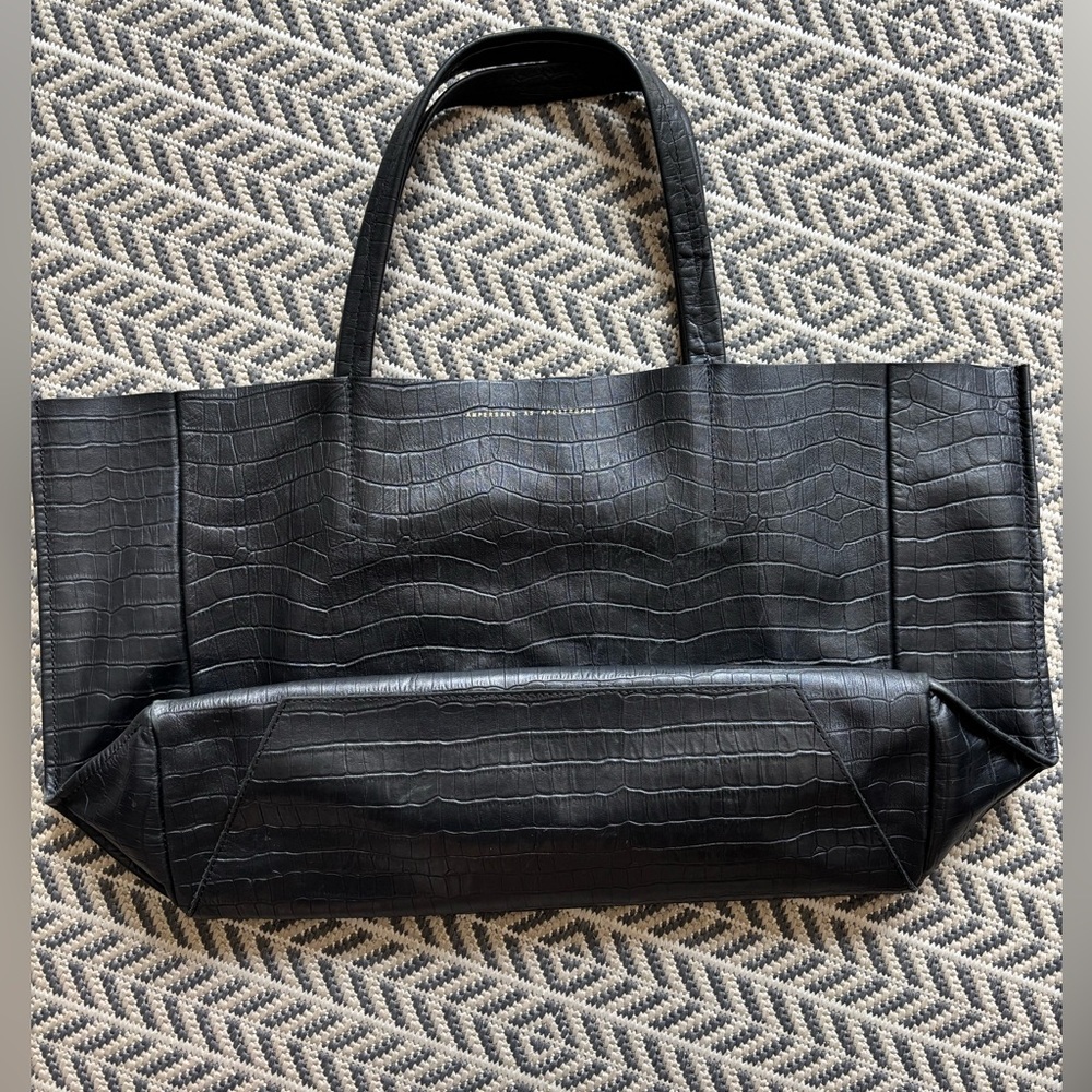 Ampersand as Apostrophe “Sideways” Black Croc-Embossed tote.